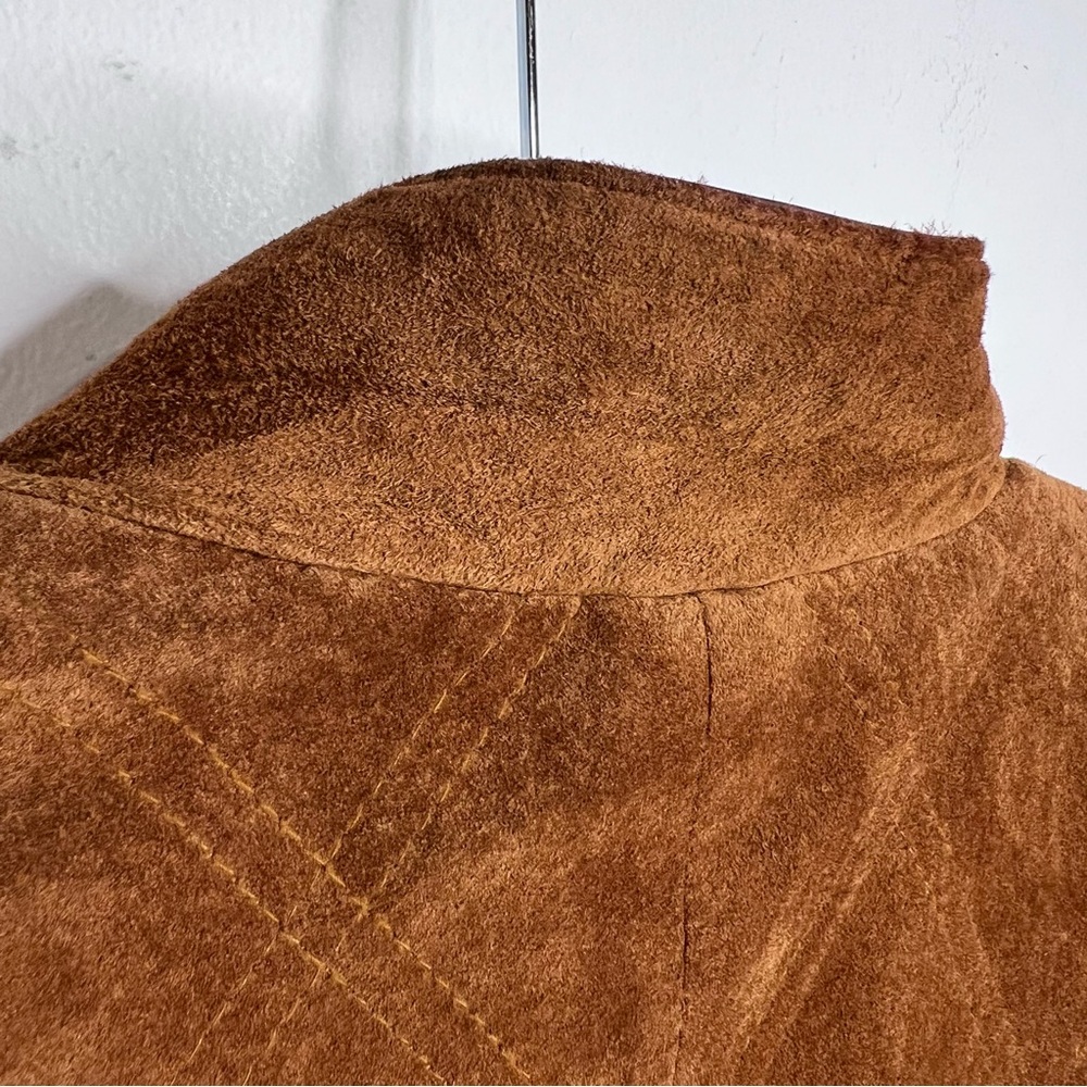 L.L. Bean 90's Vintage Suede Leather Button Front Pocket Barn Coat Size M - Picture 16 of 17